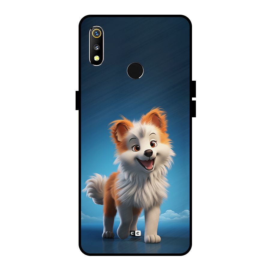 Cute Puppy Walking Metal Back Case for Realme 3i