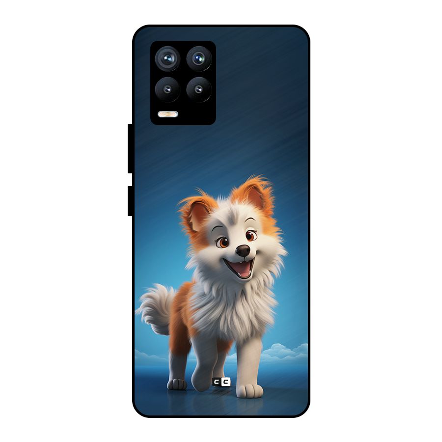 Cute Puppy Walking Metal Back Case for Realme 8 Pro