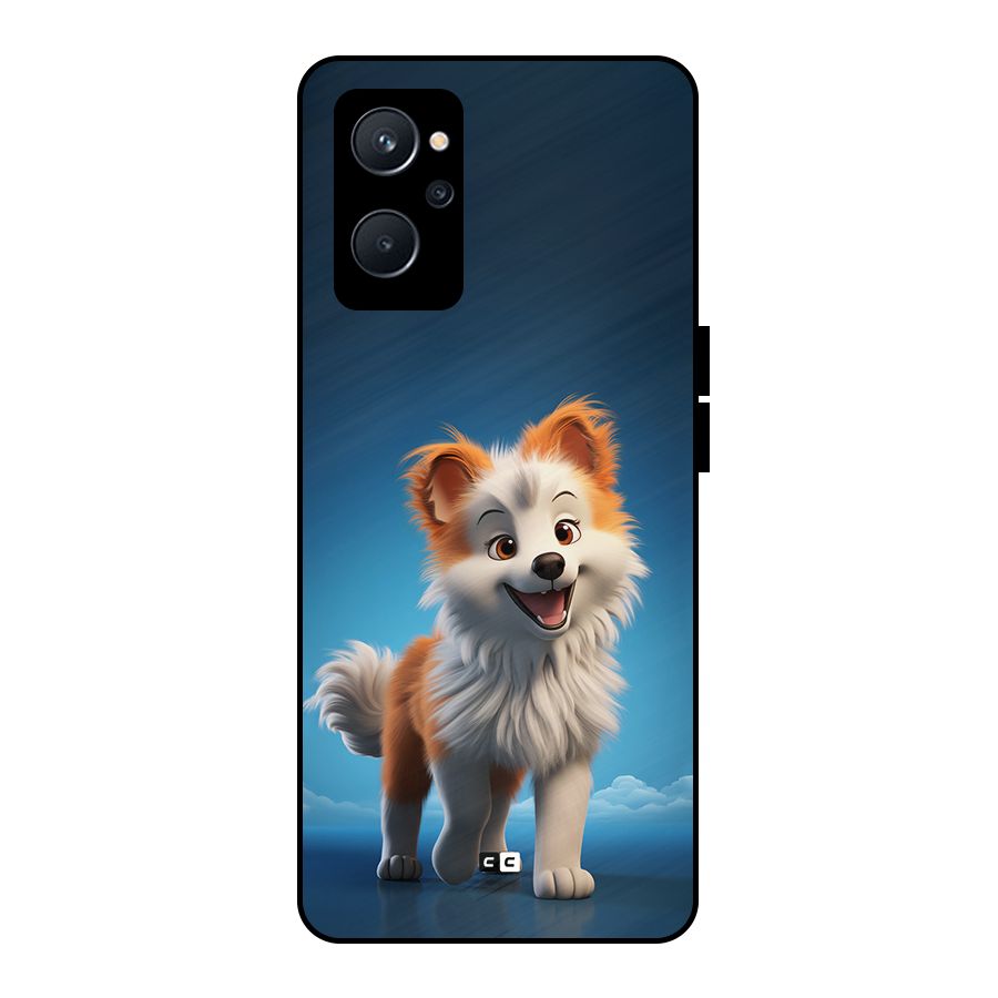 Cute Puppy Walking Metal Back Case for Realme 9i 5G