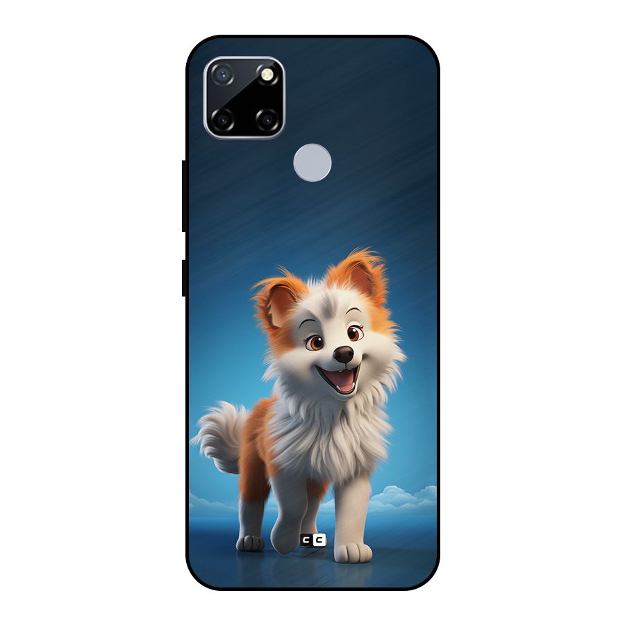 Cute Puppy Walking Metal Back Case for Realme Narzo 30A