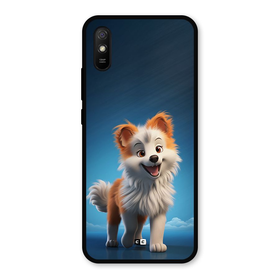 Cute Puppy Walking Metal Back Case for Redmi 9a