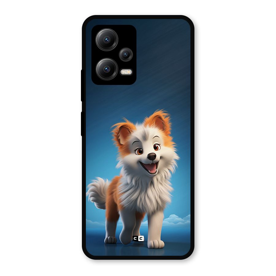 Cute Puppy Walking Metal Back Case for Redmi Note 12 5G