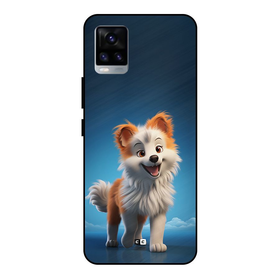 Cute Puppy Walking Metal Back Case for Vivo V20 2021