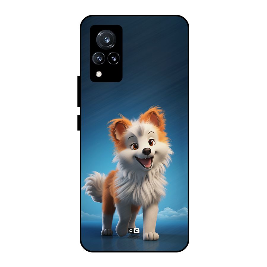 Cute Puppy Walking Metal Back Case for Vivo V21 5G