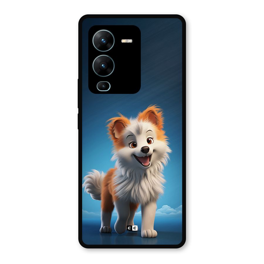 Cute Puppy Walking Metal Back Case for Vivo V25 Pro
