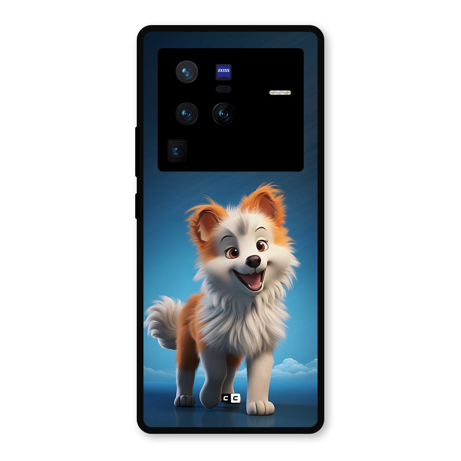 Cute Puppy Walking Metal Back Case for Vivo X80 Pro