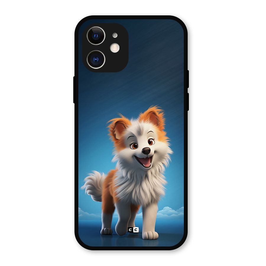 Cute Puppy Walking Metal Back Case for iPhone 12