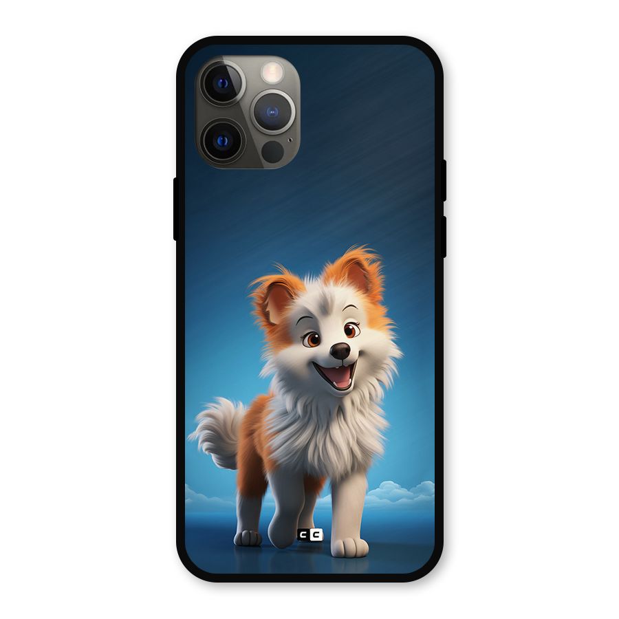 Cute Puppy Walking Metal Back Case for iPhone 12 Pro