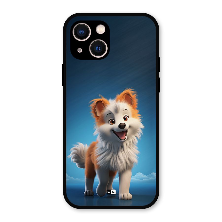 Cute Puppy Walking Metal Back Case for iPhone 13