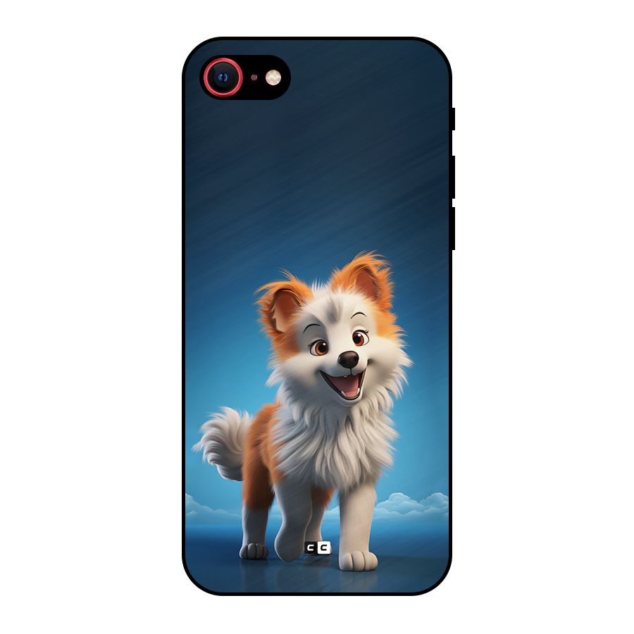 Cute Puppy Walking Metal Back Case for iPhone SE 2020