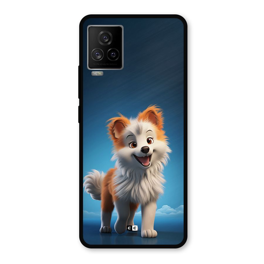 Cute Puppy Walking Metal Back Case for iQOO 7 Legend 5G