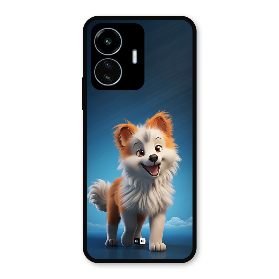 Cute Puppy Walking Metal Back Case for vivo iQOO Z6 Lite 5G