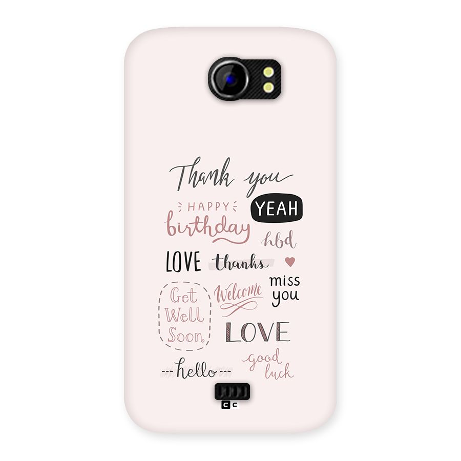 Cute Quotes Back Case for Canvas 2 A110