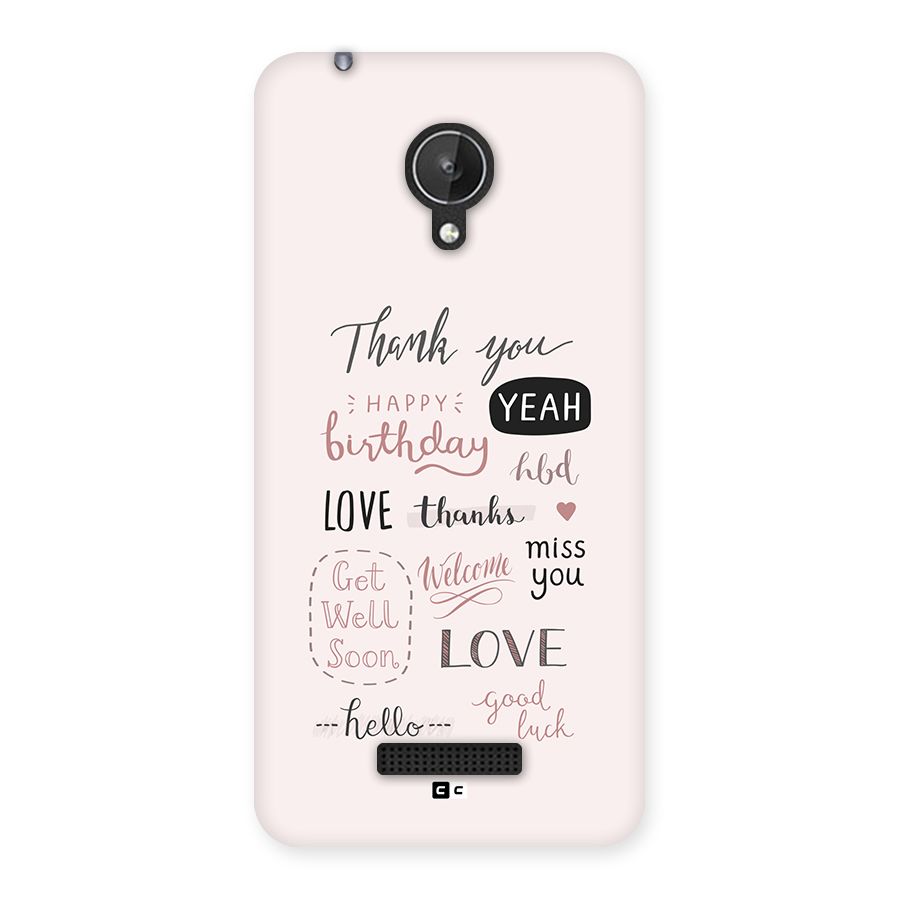 Cute Quotes Back Case for Canvas Spark Q380
