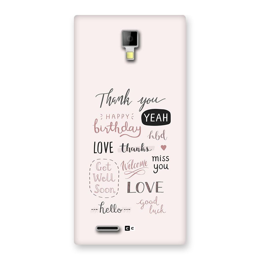 Cute Quotes Back Case for Canvas Xpress A99