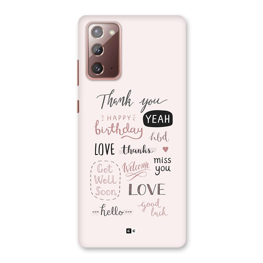 Cute Quotes Back Case for Galaxy Note 20