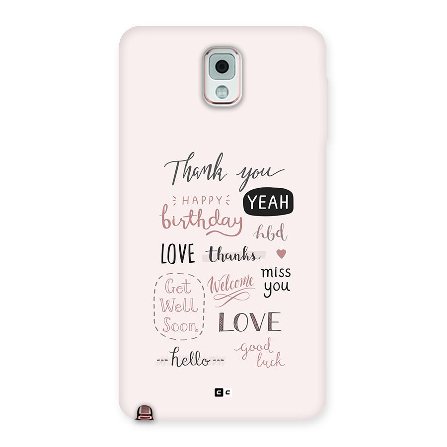 Cute Quotes Back Case for Galaxy Note 3