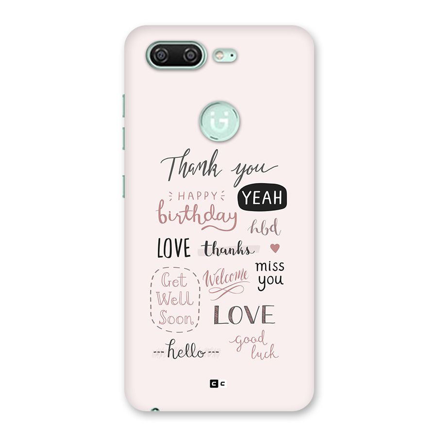 Cute Quotes Back Case for Gionee S10