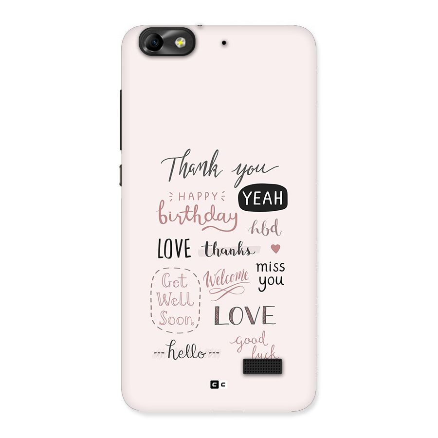 Cute Quotes Back Case for Honor 4C