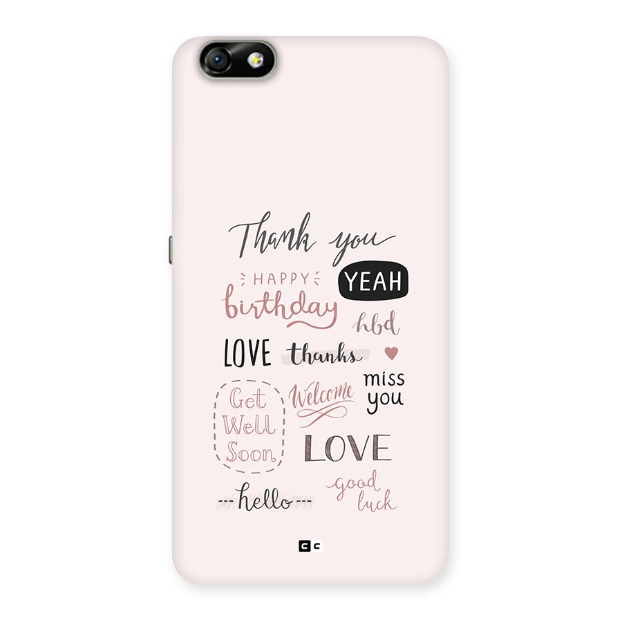 Cute Quotes Back Case for Honor 4X