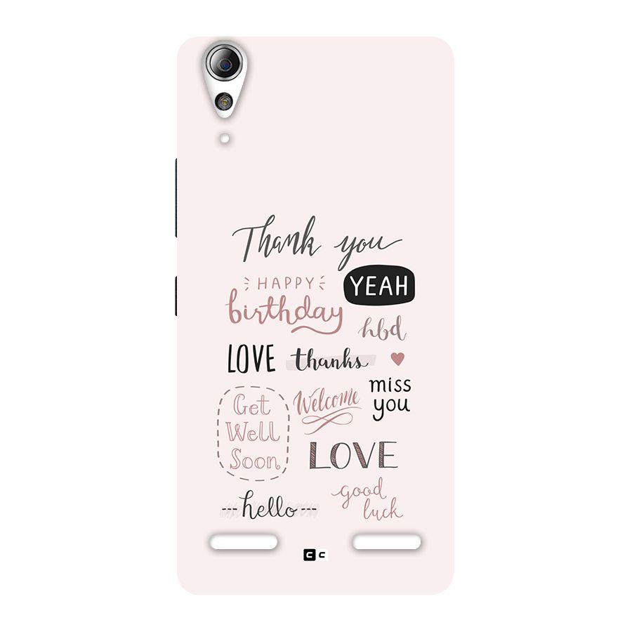 Cute Quotes Back Case for Lenovo A6000