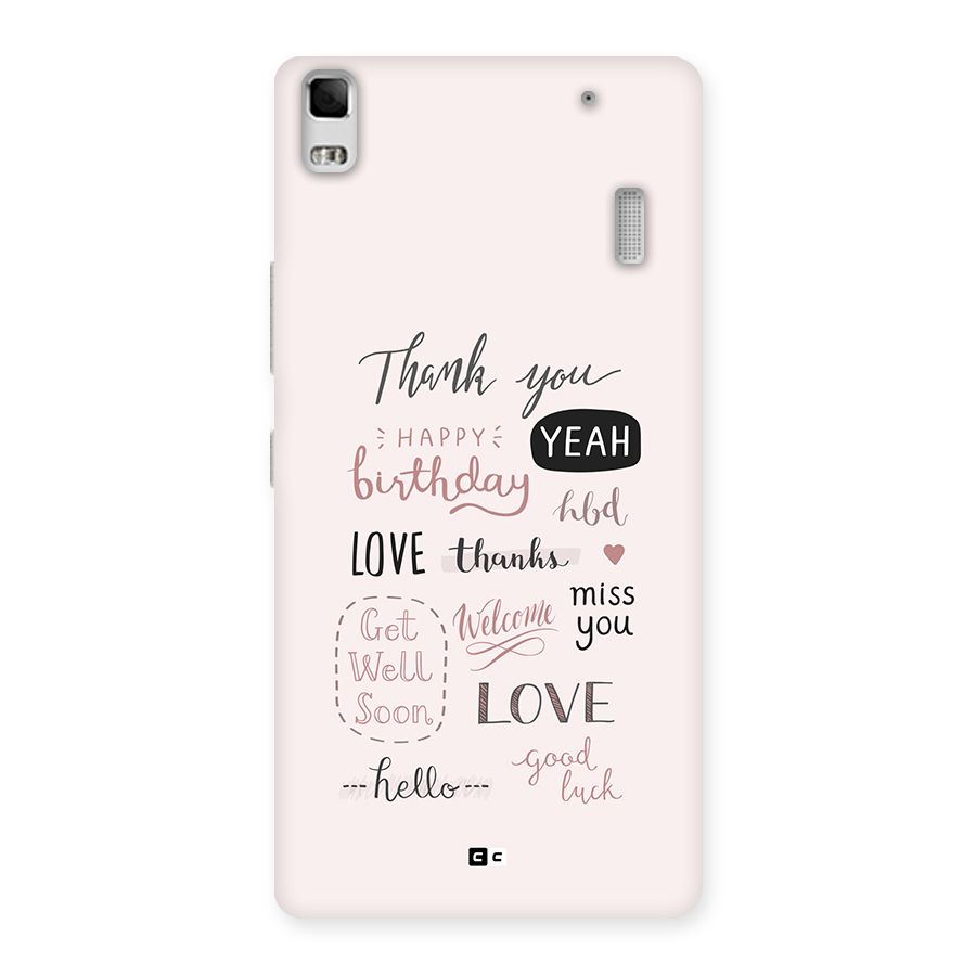Cute Quotes Back Case for Lenovo K3 Note