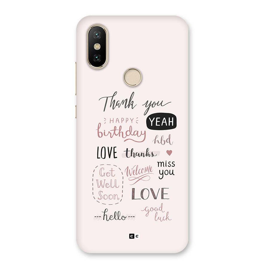 Cute Quotes Back Case for Mi A2