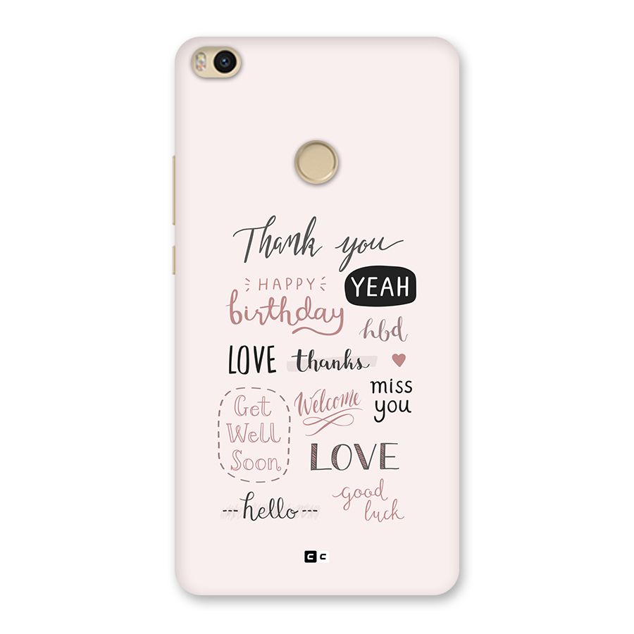 Cute Quotes Back Case for Mi Max 2