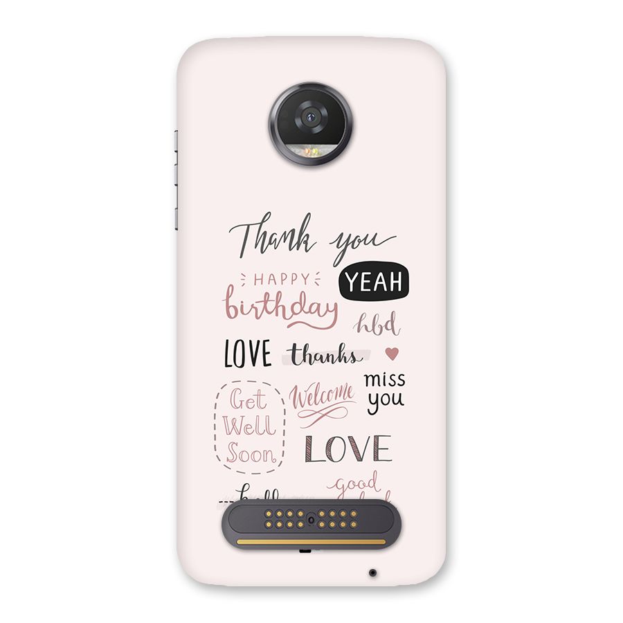 Cute Quotes Back Case for Moto Z2 Play