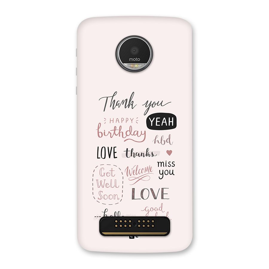 Cute Quotes Back Case for Moto Z Play