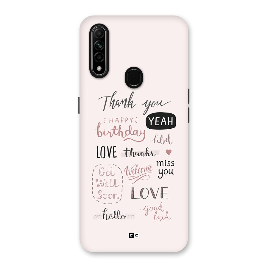 Cute Quotes Back Case for Oppo A31