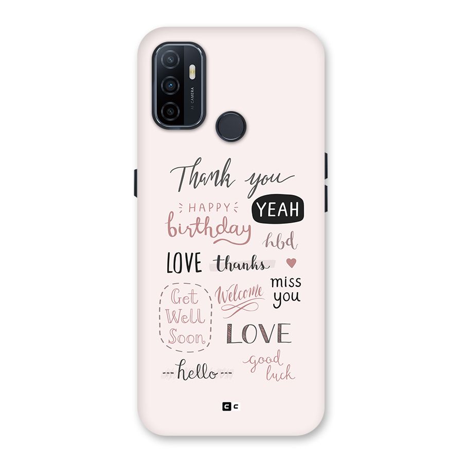 Cute Quotes Back Case for Oppo A53