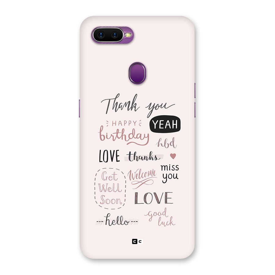 Cute Quotes Back Case for Oppo F9