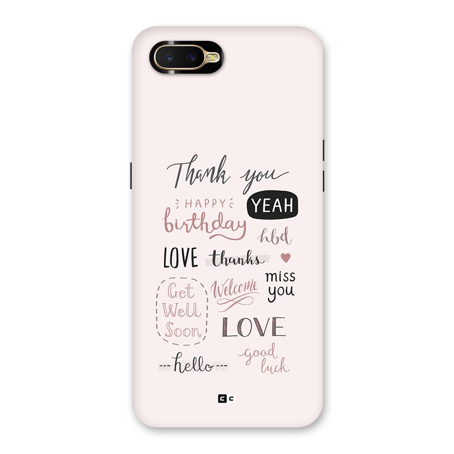 Cute Quotes Back Case for Oppo K1