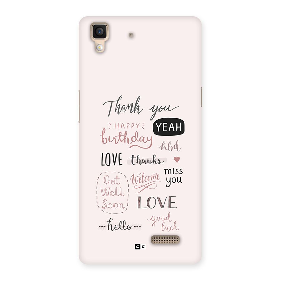 Cute Quotes Back Case for Oppo R7