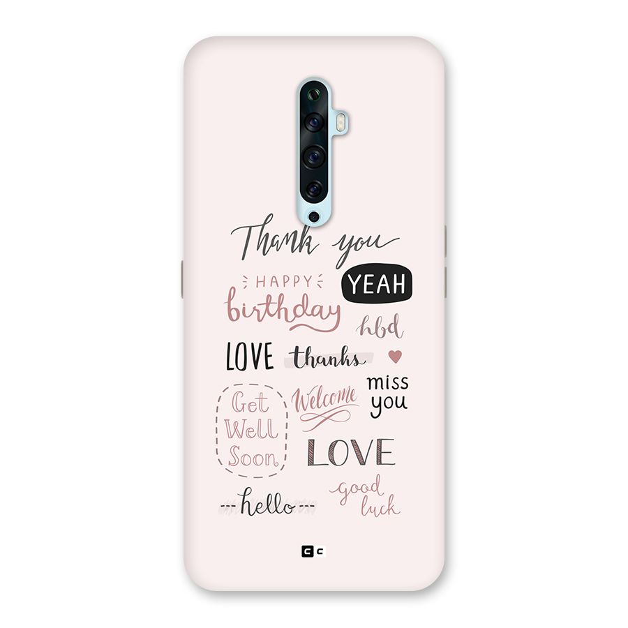 Cute Quotes Back Case for Oppo Reno2 Z