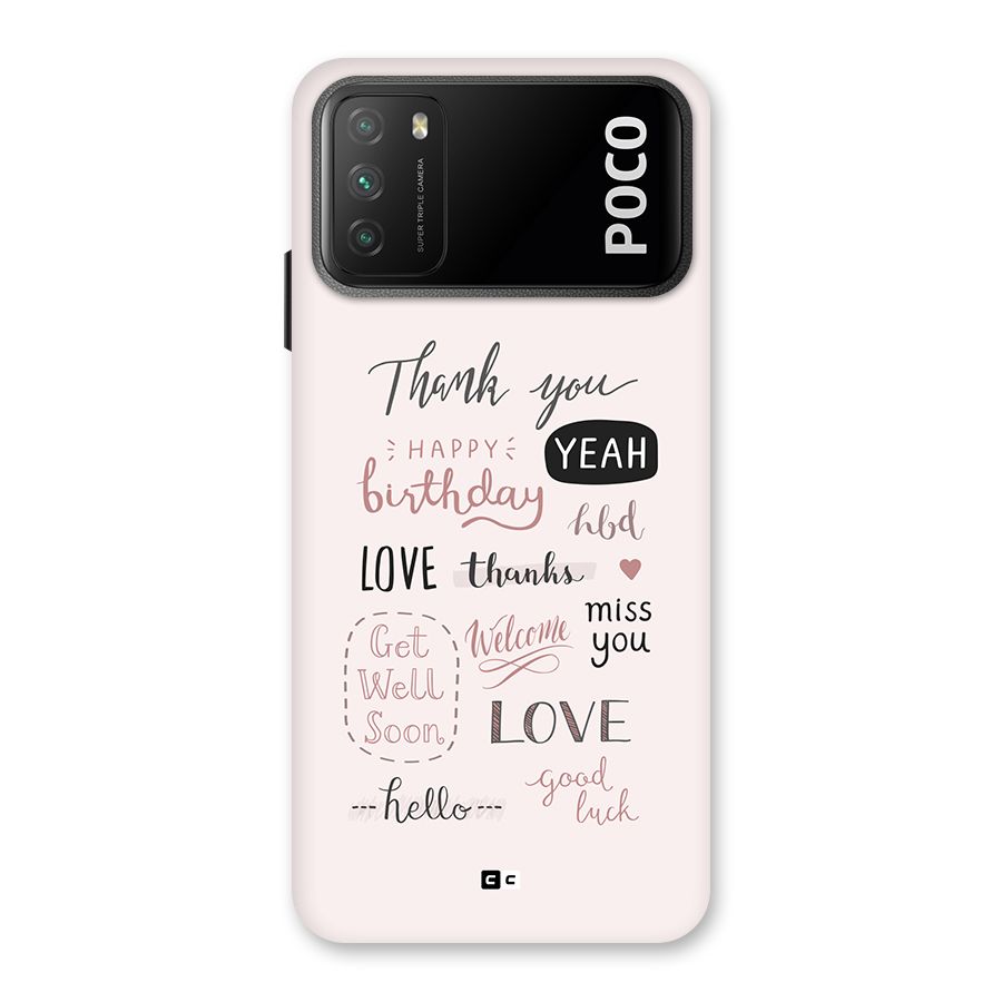 Cute Quotes Back Case for Poco M3