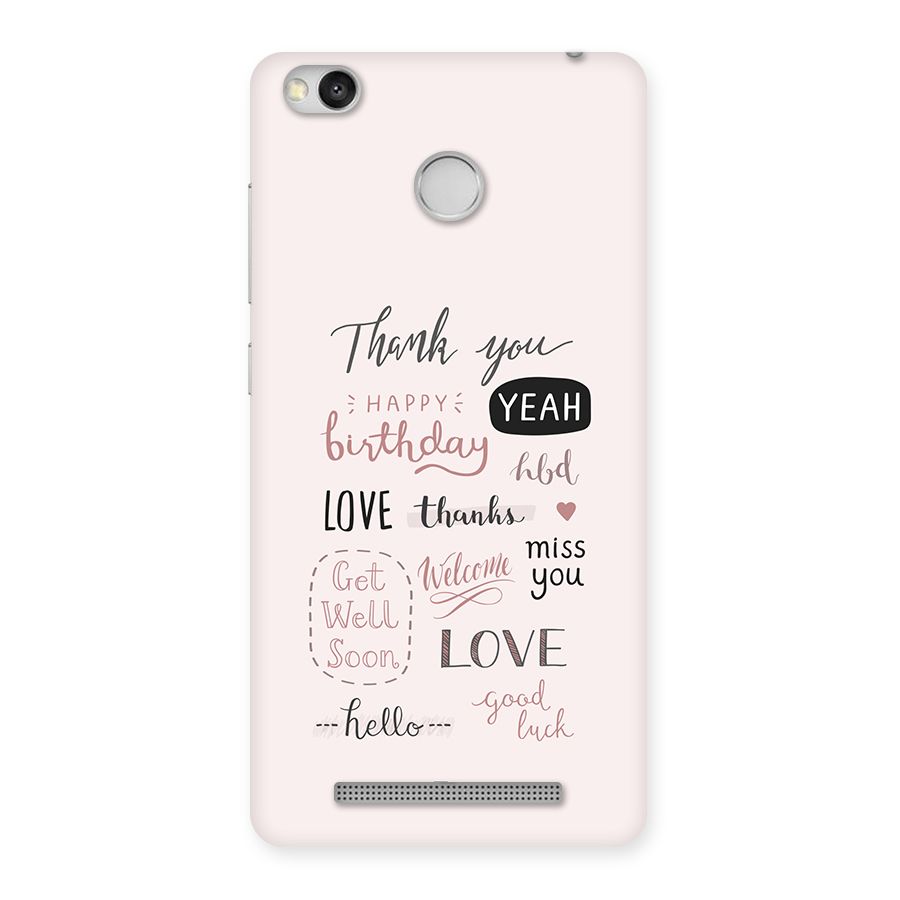 Cute Quotes Back Case for Redmi 3S Prime