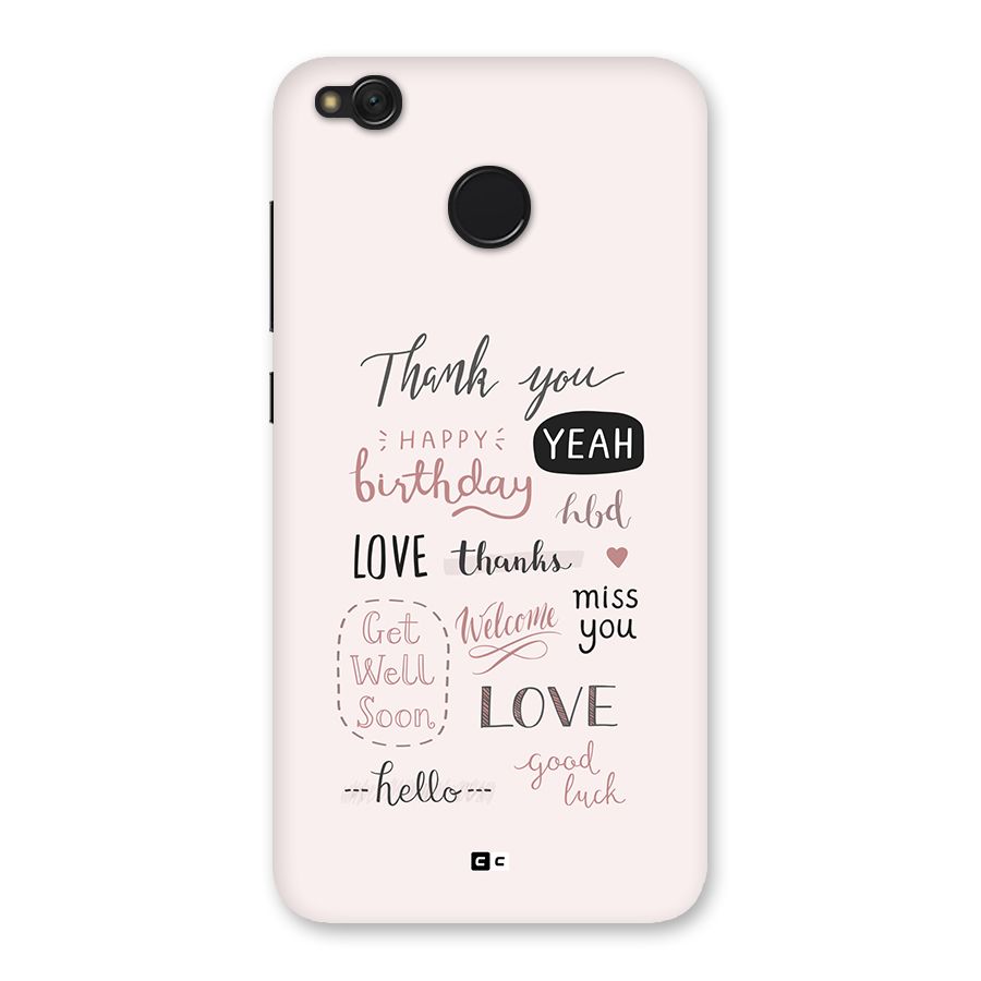 Cute Quotes Back Case for Redmi 4