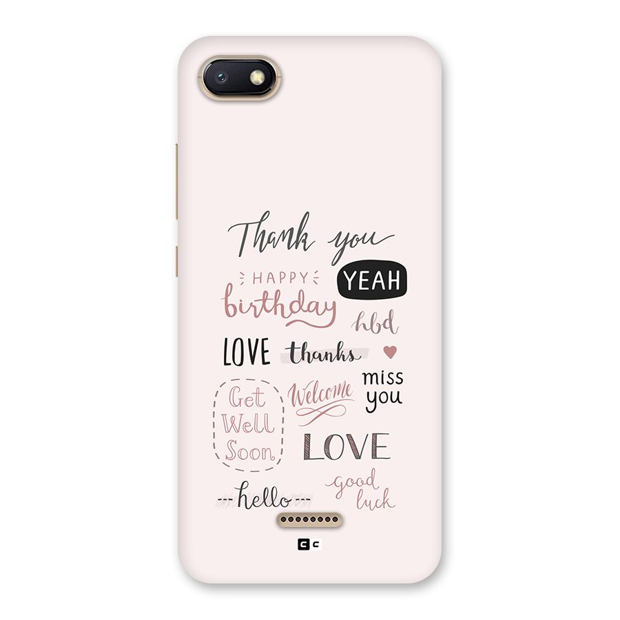 Cute Quotes Back Case for Redmi 6A