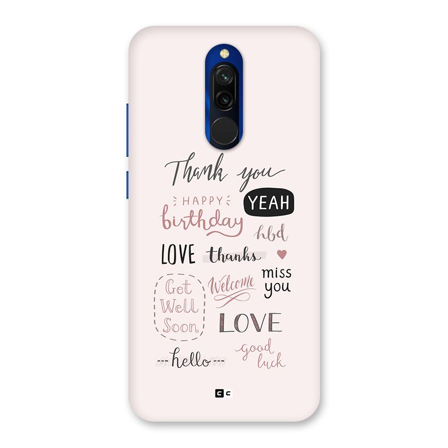 Cute Quotes Back Case for Redmi 8
