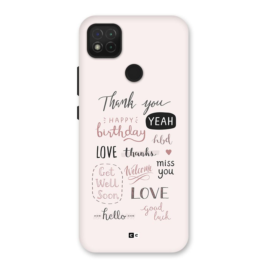 Cute Quotes Back Case for Redmi 9 Activ