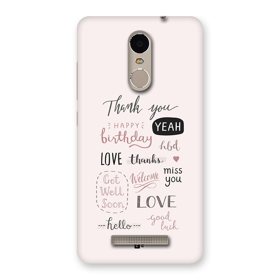 Cute Quotes Back Case for Redmi Note 3