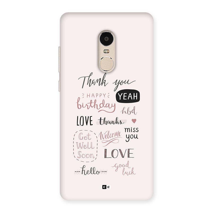 Cute Quotes Back Case for Redmi Note 4