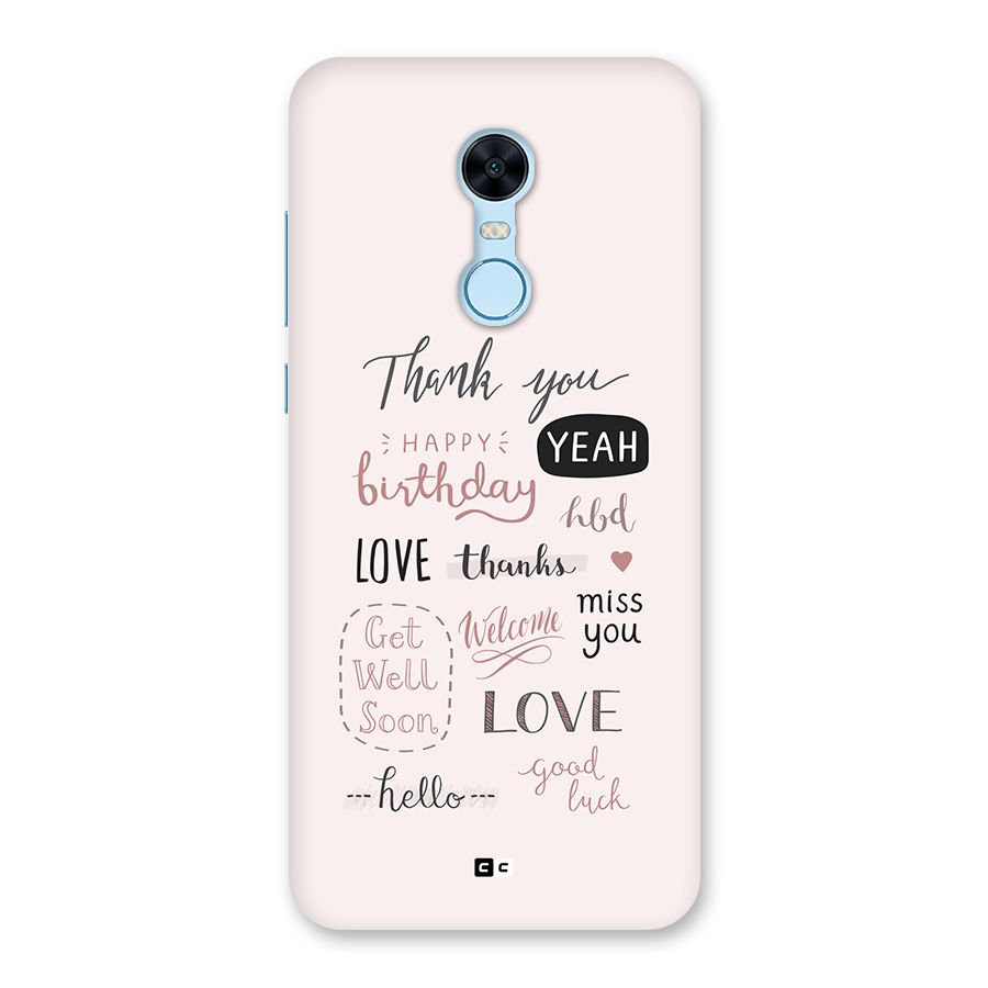 Cute Quotes Back Case for Redmi Note 5