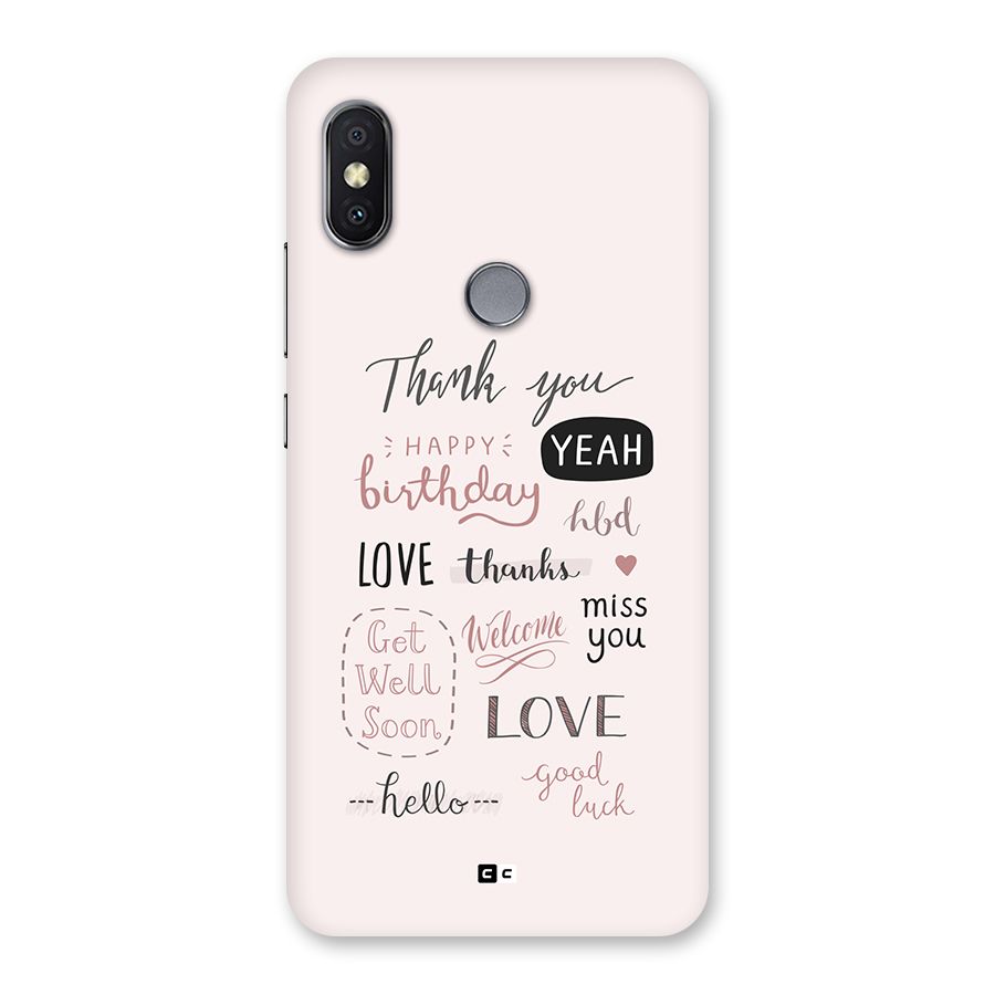 Cute Quotes Back Case for Redmi Y2