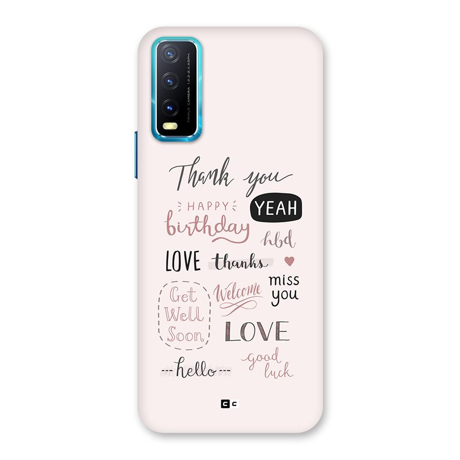 Cute Quotes Back Case for Vivo Y20A