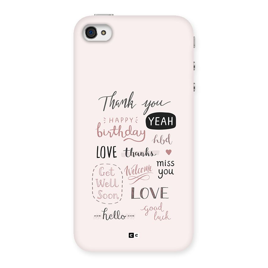 Cute Quotes Back Case for iPhone 4 4s
