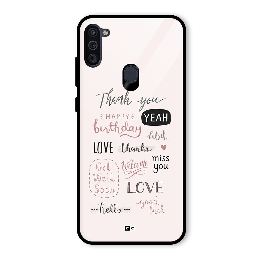 Cute Quotes Glass Back Case for Galaxy M11