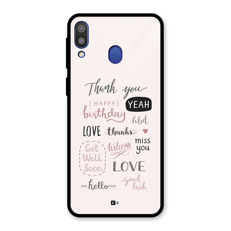 Cute Quotes Glass Back Case for Galaxy M20